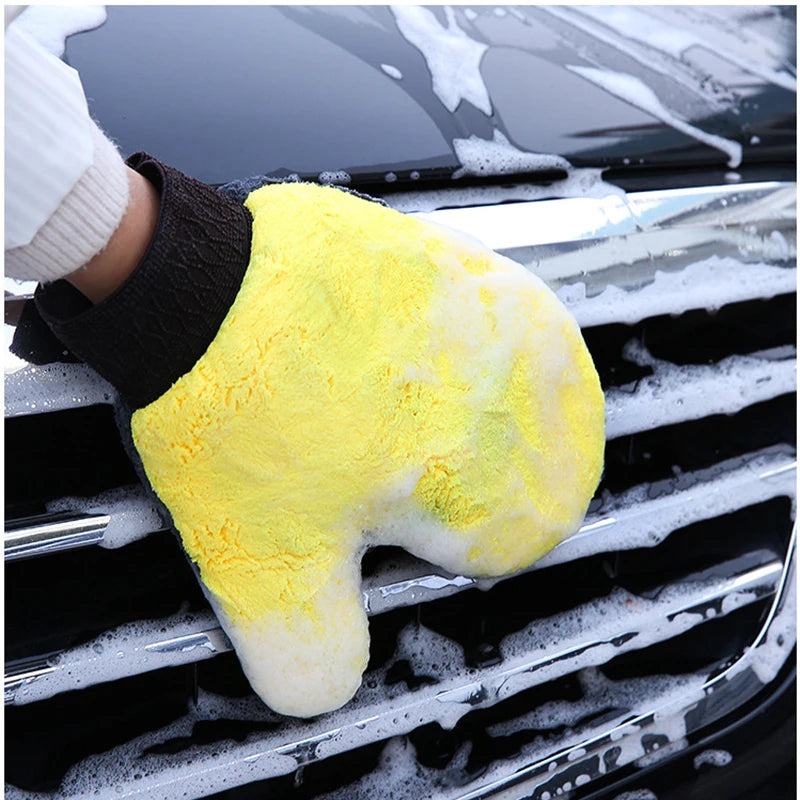 Car Washing Gloves Double-sided Soft Coral Fleece Clean Glove