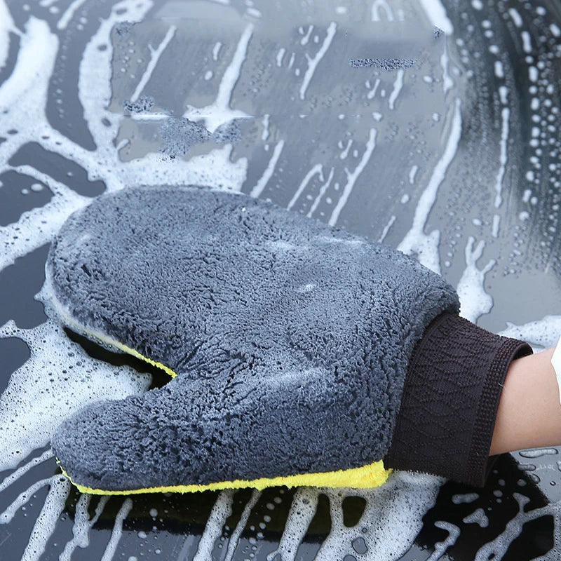 Car Washing Gloves Double-sided Soft Coral Fleece Clean Glove