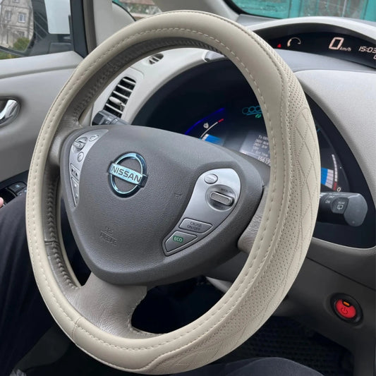 Embossed PU Leather Patchwork Car Steering Wheel Cover